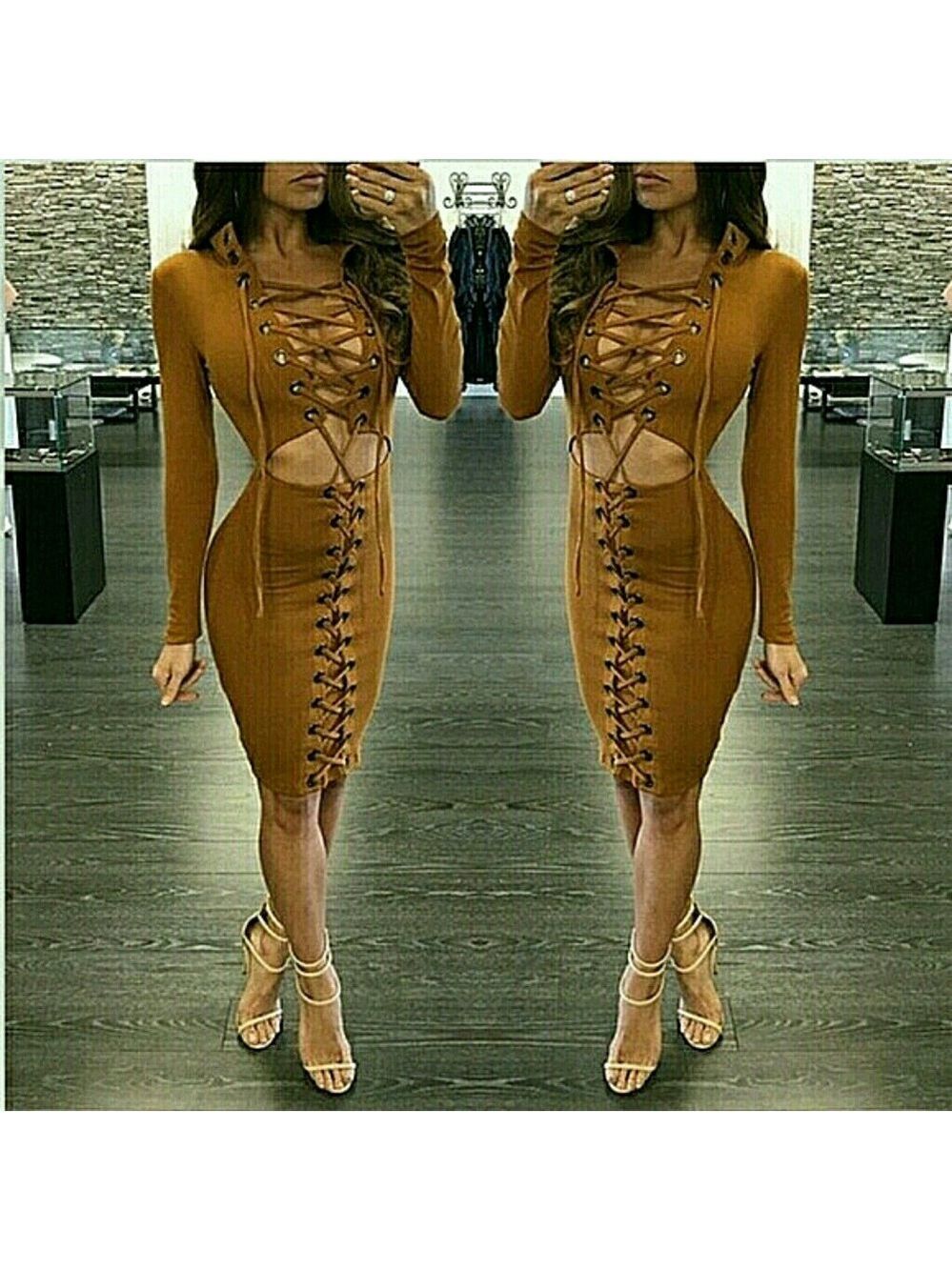 💋LACE UP BODYCON CROP TOP AND SKIRT SET!!